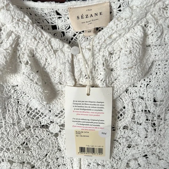 Sezane Cream Lace Blouse - Picture 5 of 9